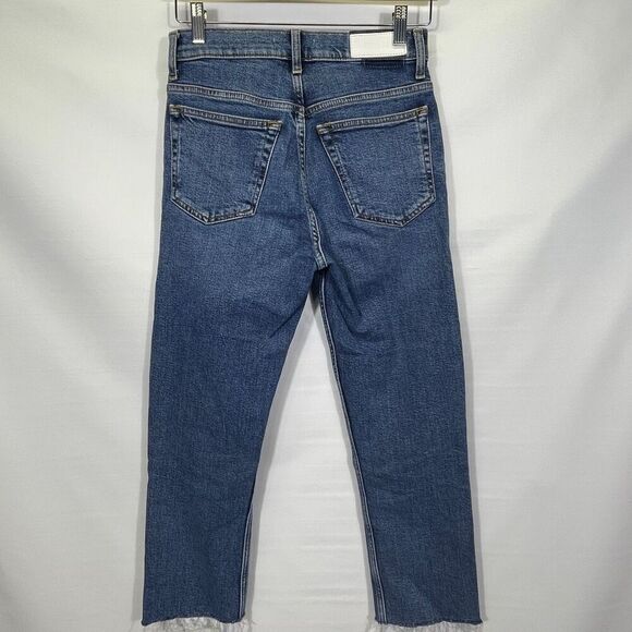 Re/Done Medium Wash Blue High Waisted Straight Leg Jeans Size 25 - Picture 6 of 11